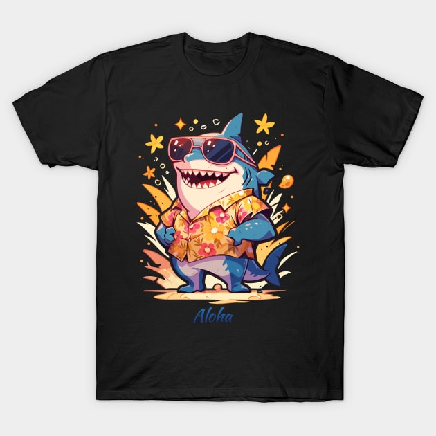 Aloha Shark Shirt | Hawaiian Style Shark Tee | Beach Lover's Apparel T-Shirt by Indigo Lake